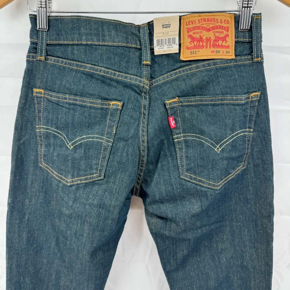 Levi's 511 Slim Jeans Mens 29x34 Dark Wash Indigo Stretch Denim 04511-0408